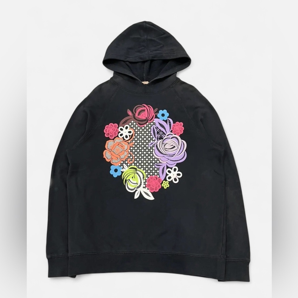 Christopher Kane Archival Floral Motif Black Hoodie Size Large LIKE NEW